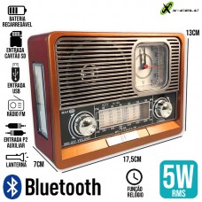 Caixa de Som Rádio Bluetooth 5W Retrô K-105 X-Cell - Vermelha